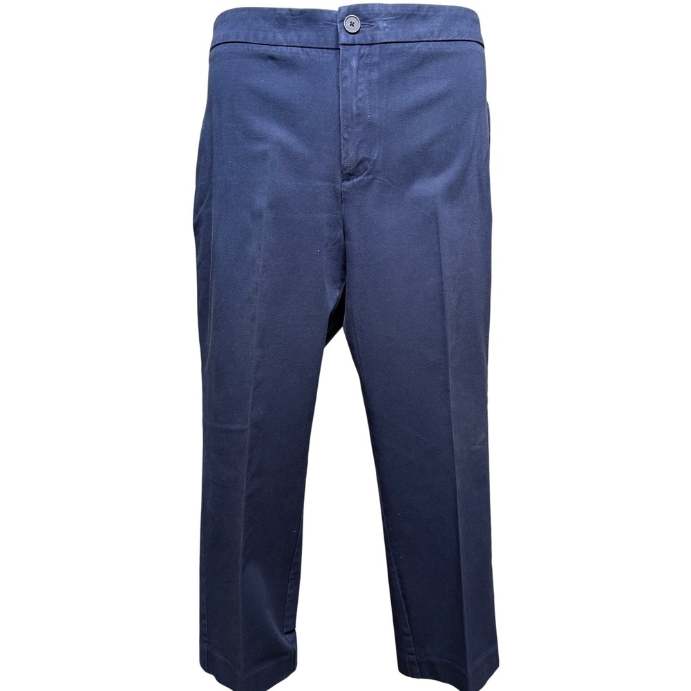 COLDWATER CREEK Womens Navy Blue Natural Fit Cropped Pants 14 Business Casual